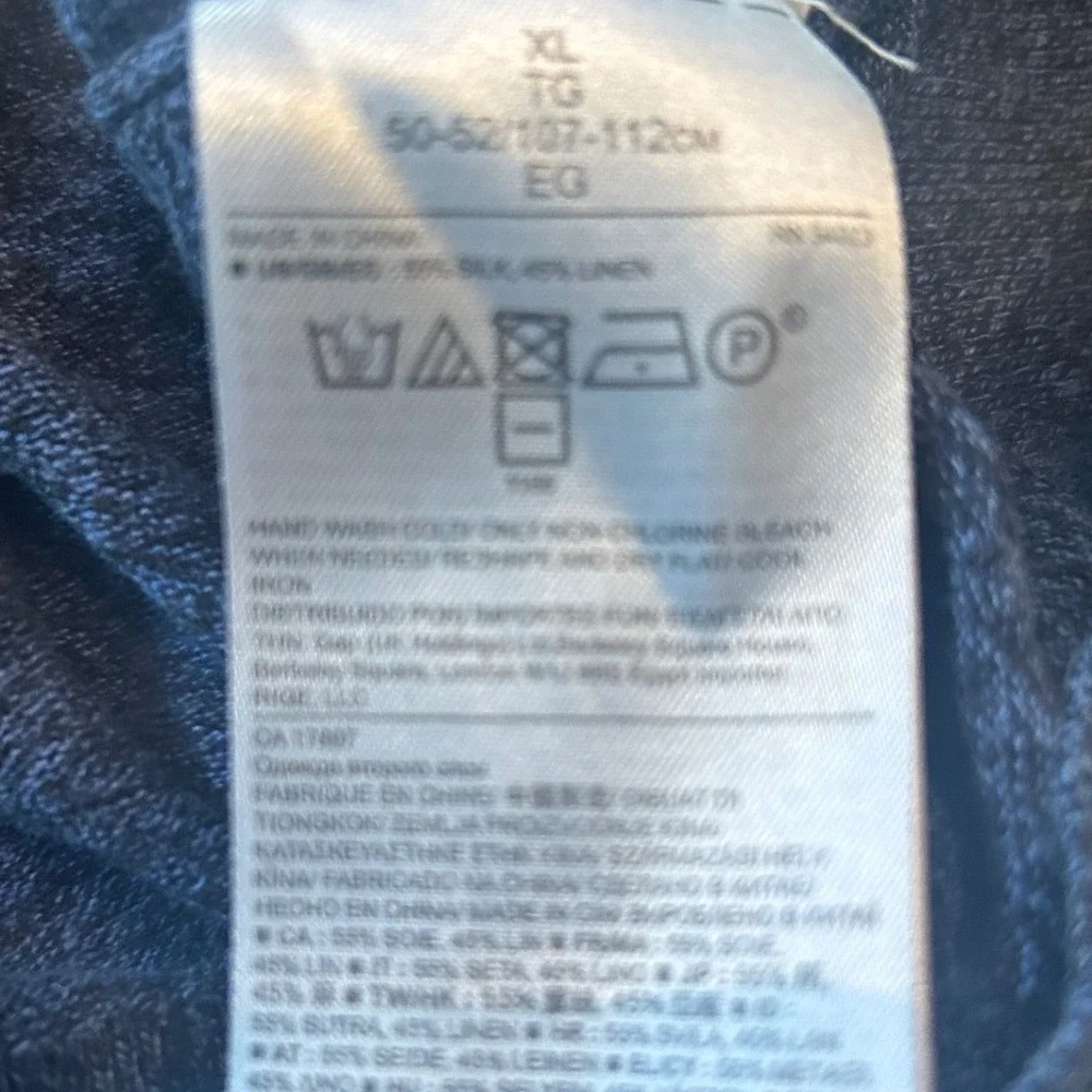 Banana Republic Silk Linen Sweater XL Blue V-Neck Pullover Knit Preppy Casual